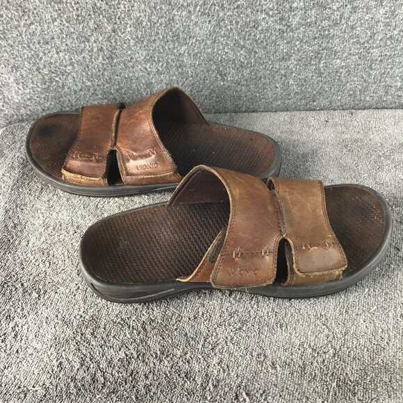Vionic Men\'s Orthaheel Double Strap Leather Slides Sandals Brown Size 12 main image 7